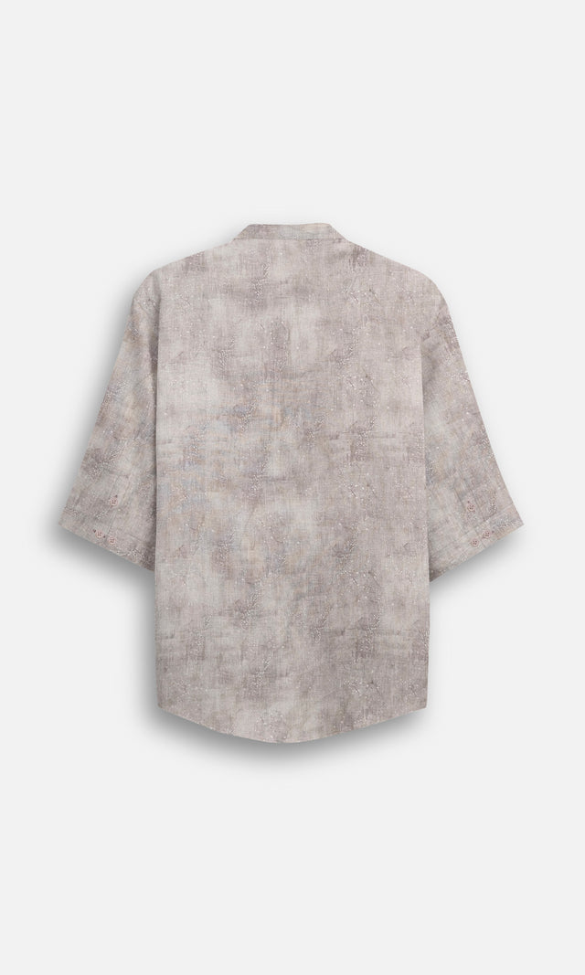 Spring Flower (Pure Linen Kurta Style Shirt) - AddysForMen®️