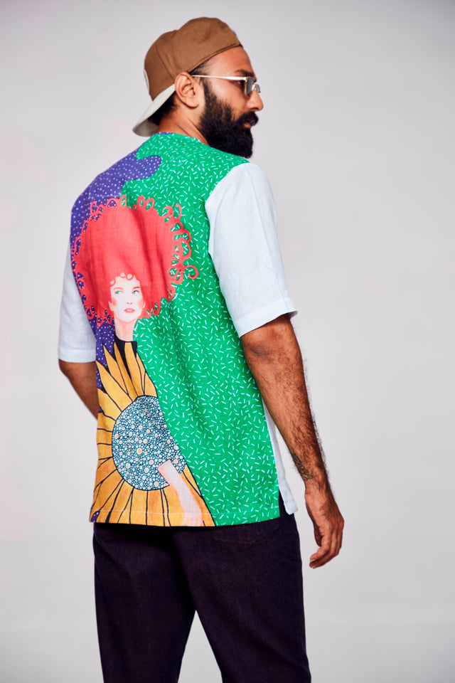 Soul Glimpses : Real and Virtual Worlds Converge in Harmony - Pure Linen Tshirt Style shirt