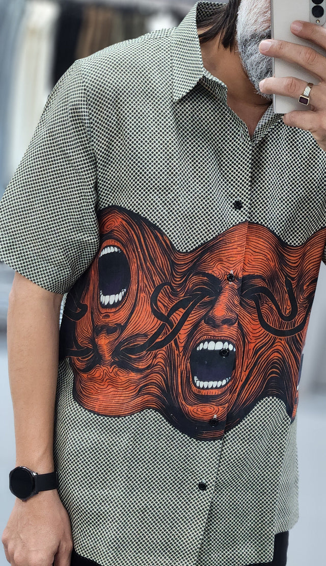 Echoes of Emotion Digital Print Pure Linen Shirt