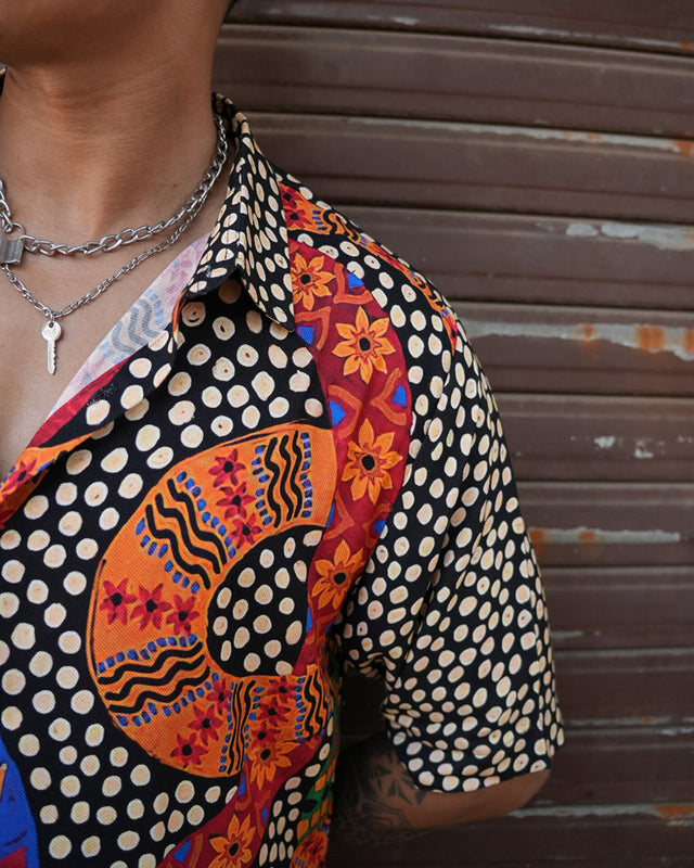 Vibrant Night Printed Unisex Shirt - Pure Ecovero (viscose) Short Sleeve Shirt