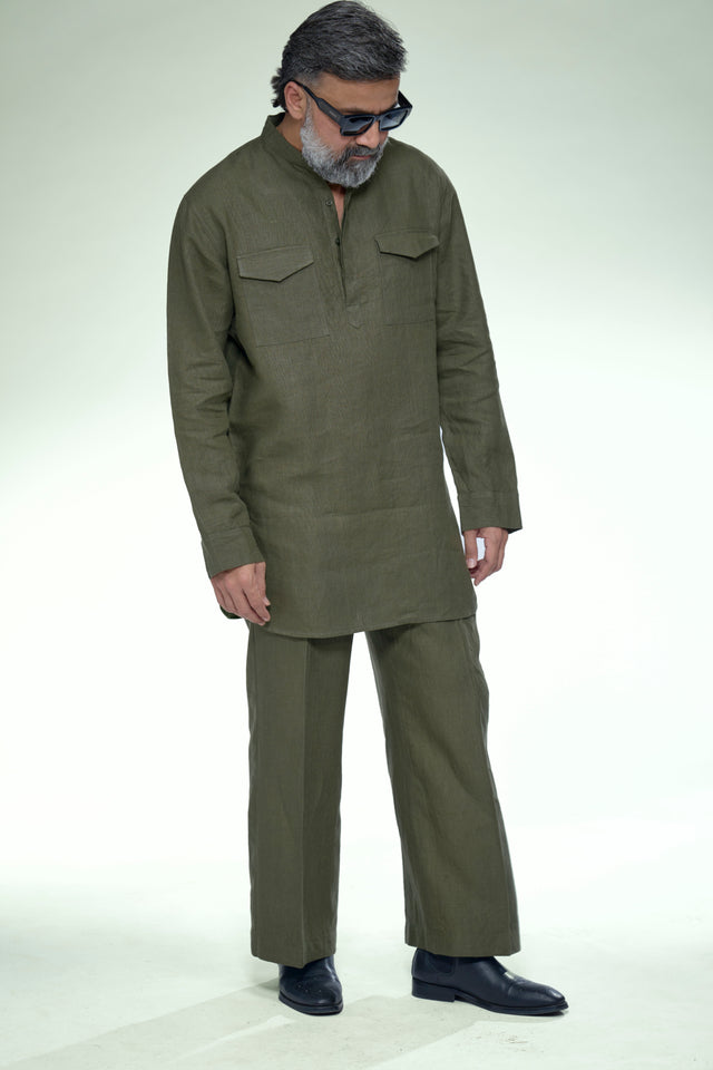 Zen Archive: Minimalist Pure Linen Kurta Set - AddysForMen®️