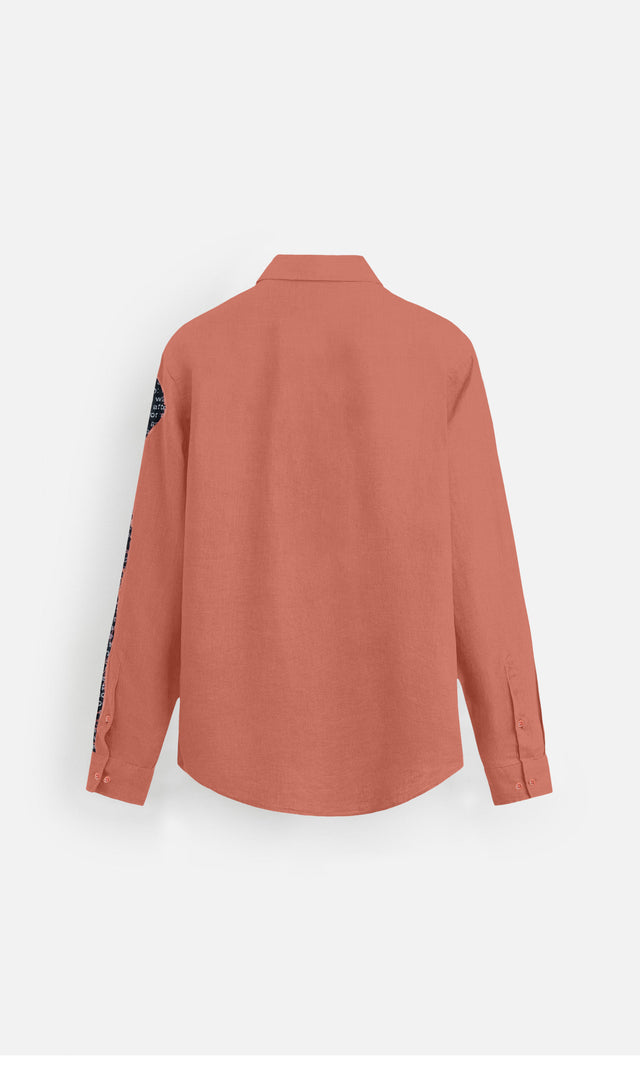 Tangerine Script Pure Linen Designer Shirt