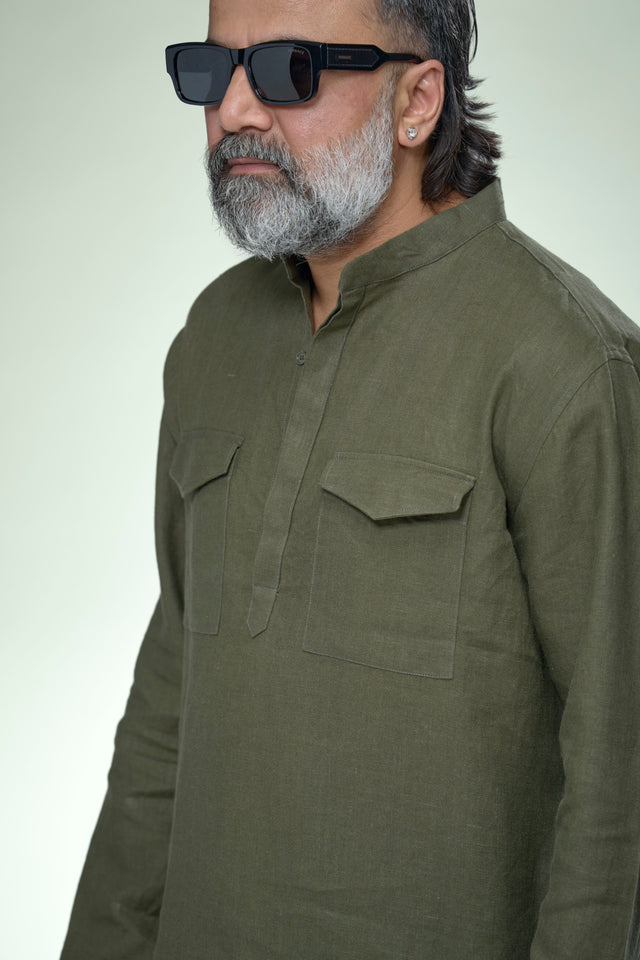 Zen Archive: Minimalist Pure Linen Kurta Set - AddysForMen®️