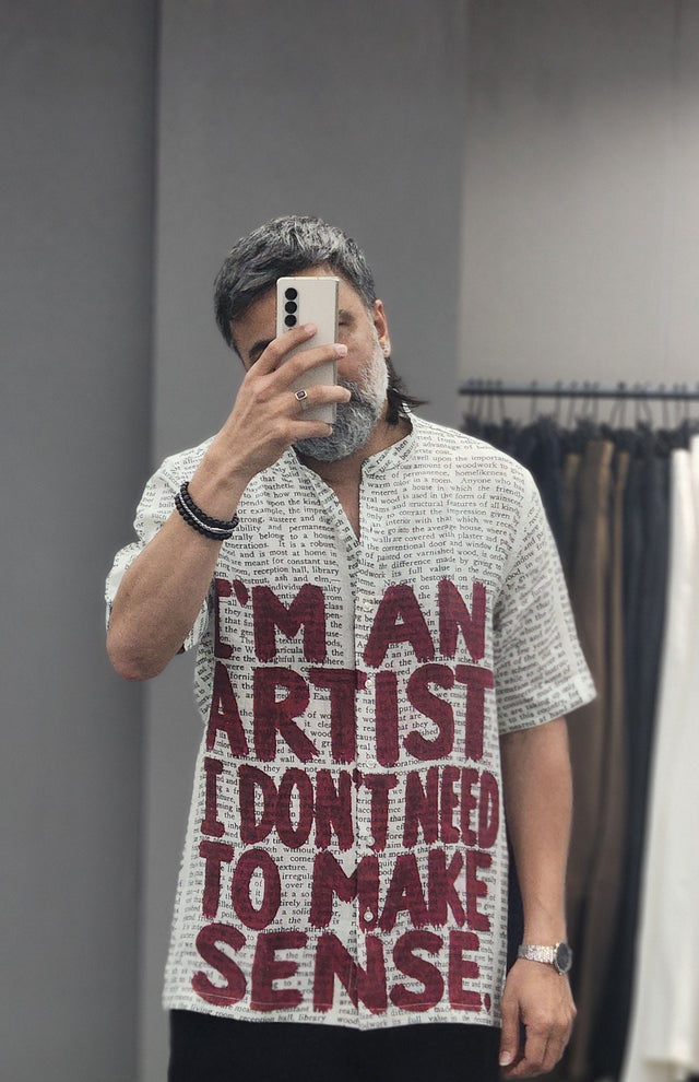The Artist's Manifesto Digital Print Pure Linen Shirt