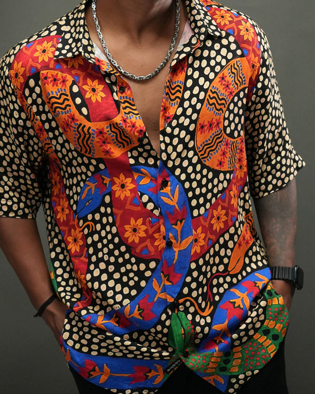 Vibrant Night Printed Unisex Shirt - Pure Ecovero (viscose) Short Sleeve Shirt