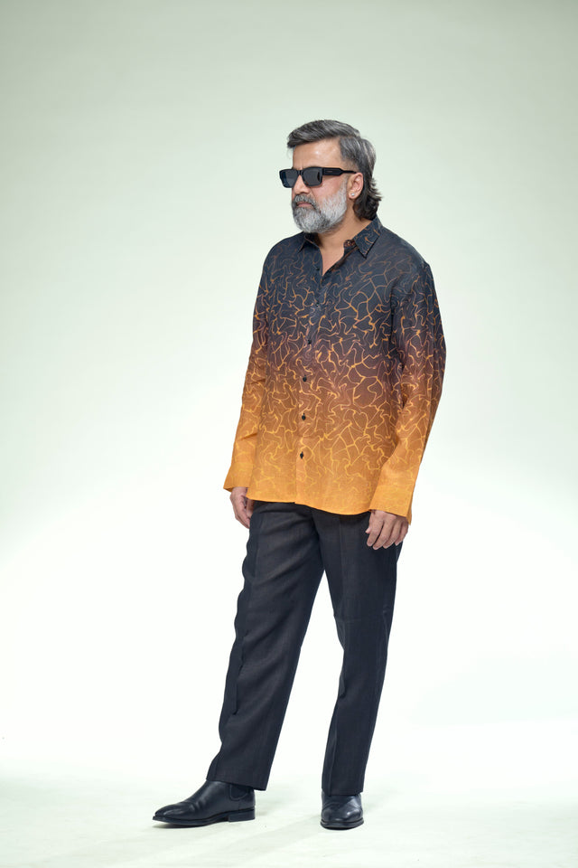 Gradiant Abstract Pure Linen Full Sleeve Shirt - AddysForMen®