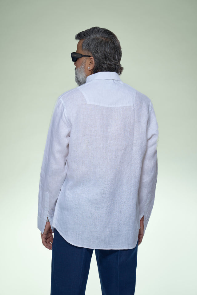 Artisan's Touch Hand Embroidery Pure Linen Full Sleeve Shirt - AddysForMen®️