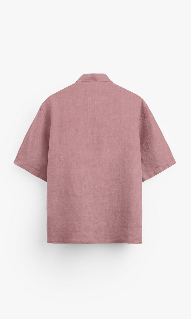 Soft Mauve Plain Formal Pure Linen Polo Shirt - AddysForMen®