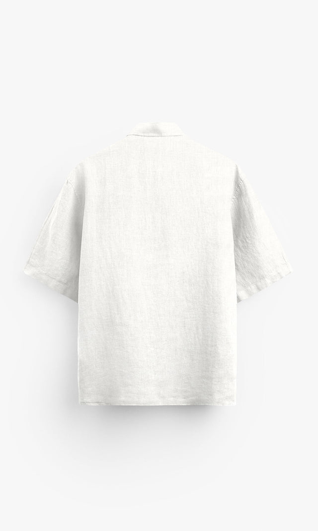 Off White Colour Formal Pure Linen Polo Shirt - AddysForMen®