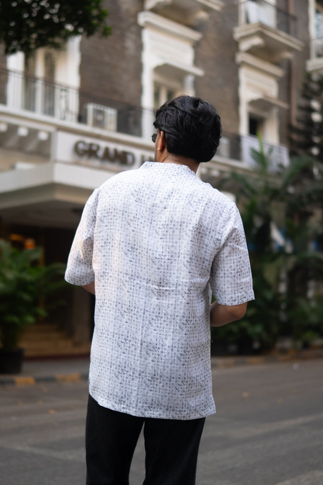 Urban Ink Printed Pure Linen Short Sleeve Shirt - AddysForMen®