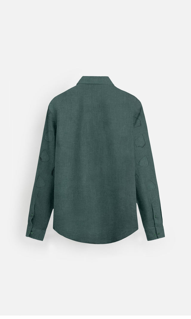 Emerald Leaf Pure Linen Designer Shirt