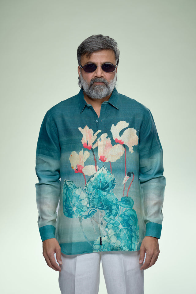 Lotus Art Pure Linen Full Sleeve Shirt - AddysForMen®