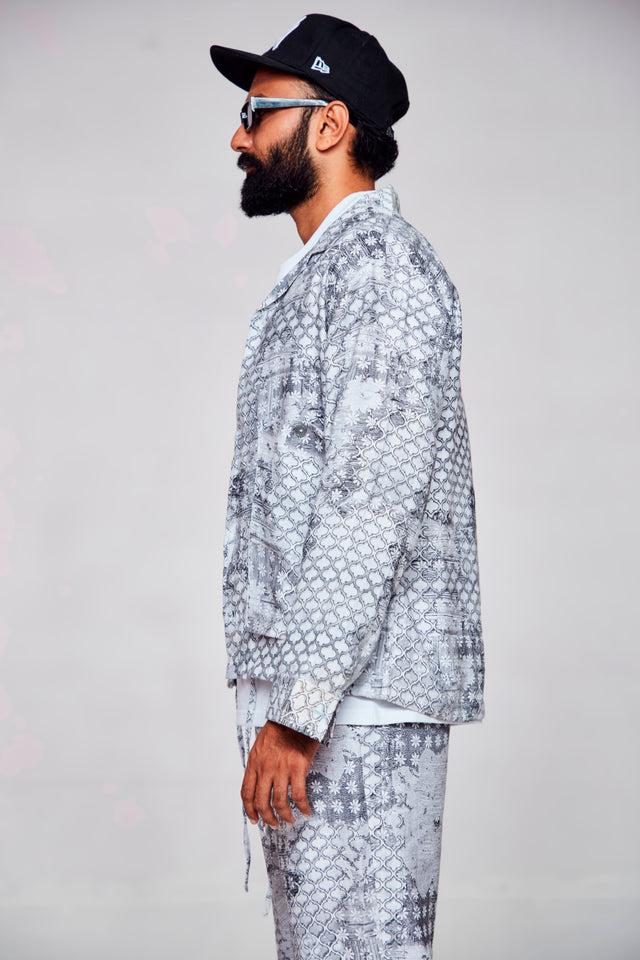 Midnight Jazz : Pure Linen Crop Length Jacket