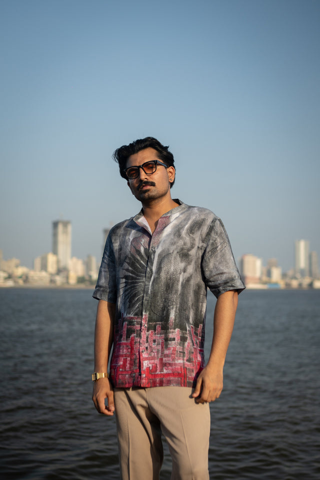Grey Colour shirt, Smoke Wave Pure Linen Shirt, Digital Printed Shirt, shirt for men, shirt for women, shirts for men, shirts for women, Long Sleeve shirt, satin Pure Linen shirt, beach wear shirt, party wear shirt