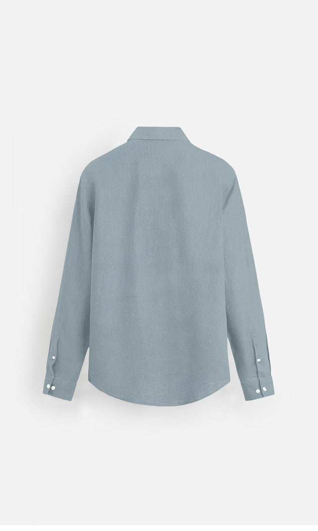 Light Grey Formal Wear Pure Linen full Sleeve Shirt - AddysForMen®
