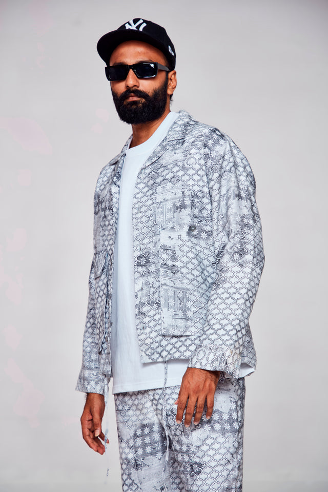 Midnight Jazz : Pure Linen Crop Length Jacket