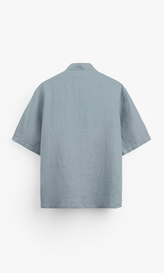 Light Grey Plain Pure Linen Formal Wear Polo Shirt - AddysForMen®