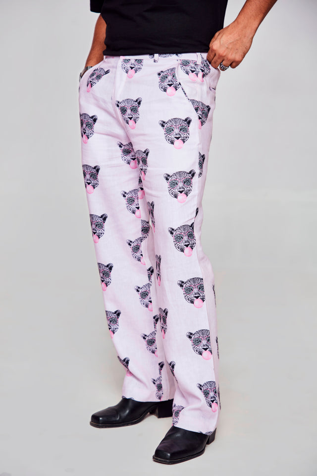 bubble cat : Pure Linen Wide Leg Loose Fit Pant