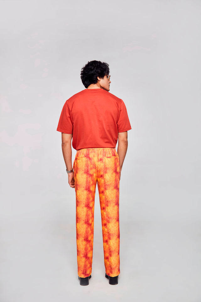 Fire ball :Pure Linen Wide Leg Loose Fit Pant