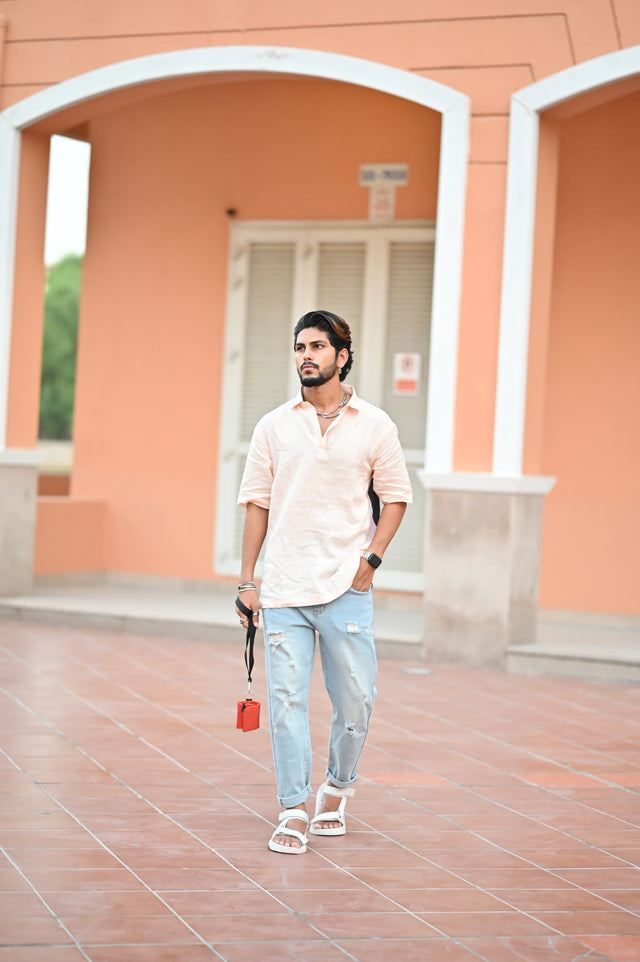Mystic Music (Pure Linen Kurta Style Shirt) - AddysForMen®️