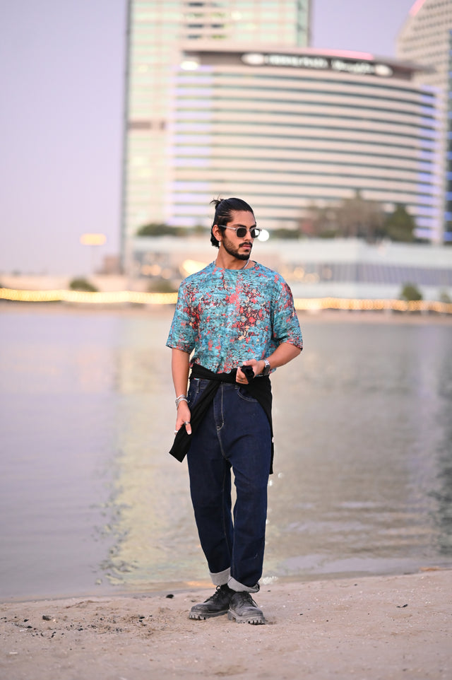 Red Water Lele (Pure Tencel Satin T-Shirt Style Shirt) - AddysForMen®️