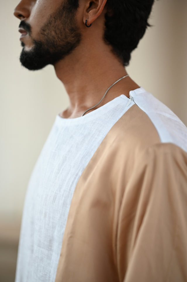 Beige Beige (Pure Linen T-Shirt Style Shirt) - AddysForMen®️