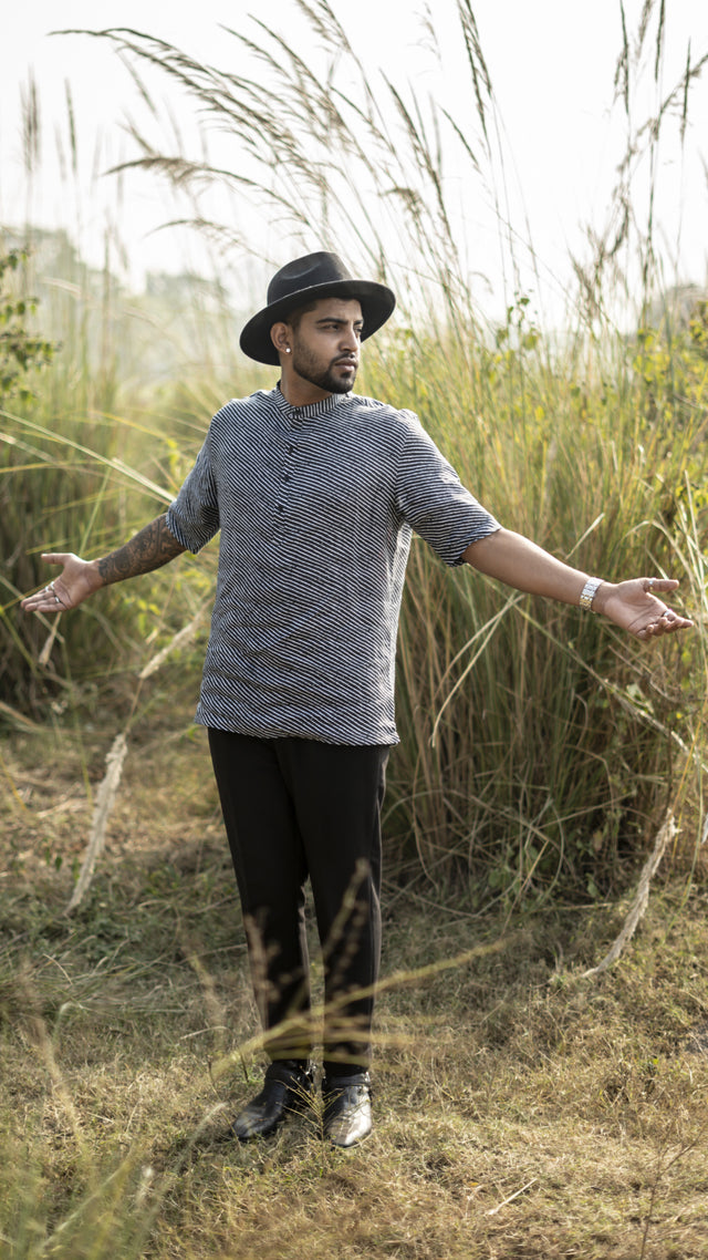 Maze Hoard (Pure Linen Kurta Style Shirt) - AddysForMen®️