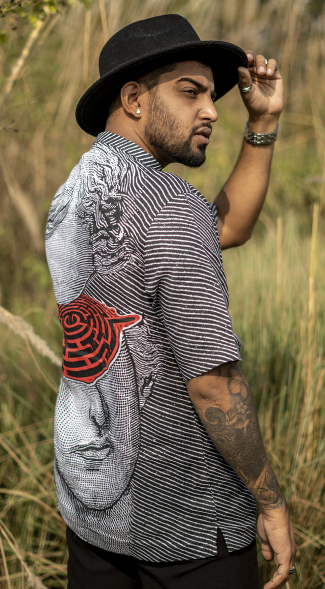 Maze Hoard (Pure Linen Kurta Style Shirt) - AddysForMen®️