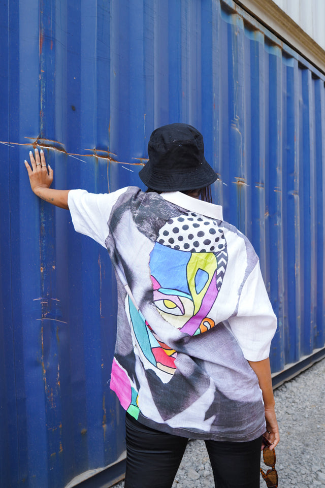 Trippy Emotions (Pure Linen Kurta Style Shirt) - AddysForMen®️