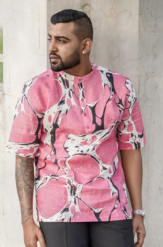 Sticky Popsicle (Pure Linen Kurta Style Shirt) - AddysForMen®️