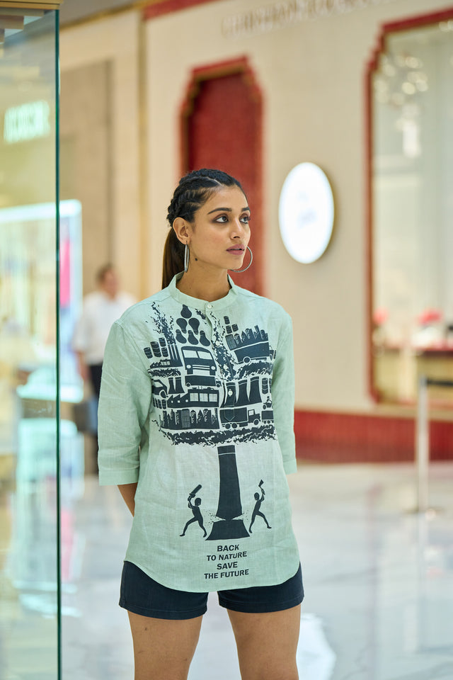 Harsh Truth (Pure Linen Kurta Style Shirt) - AddysForMen®️