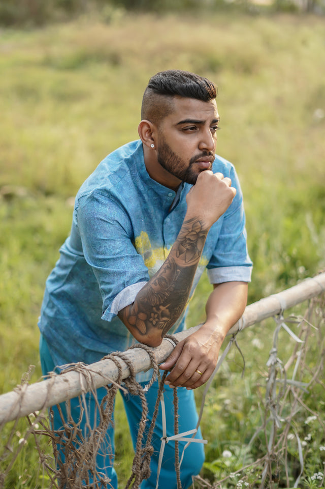 Sweet Asylum (Pure Linen Kurta Style Shirt) - AddysForMen®️