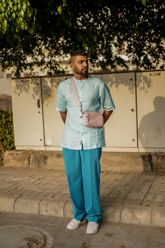 Alpha Man (Pure Linen Kurta Style Shirt) - AddysForMen®️