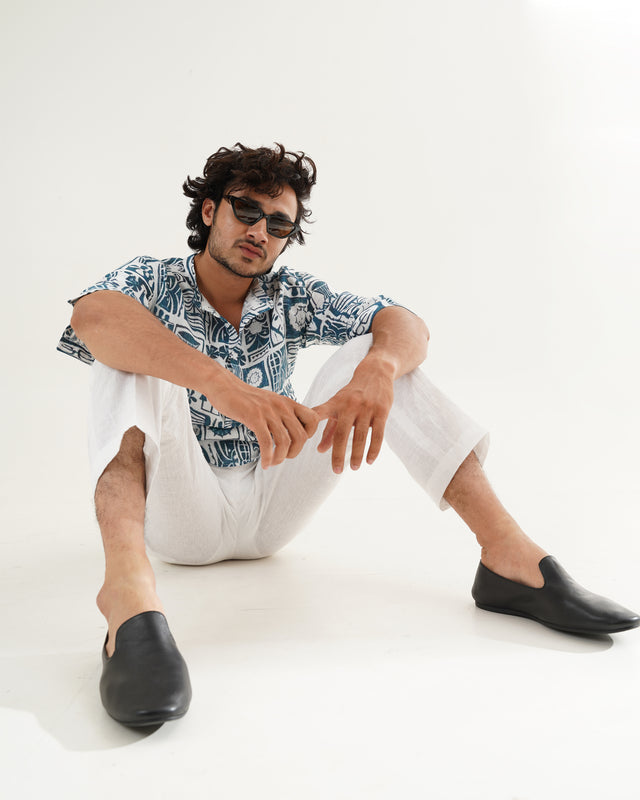 Ancient Art (Pure Linen Kurta Style Shirt) - AddysForMen®️
