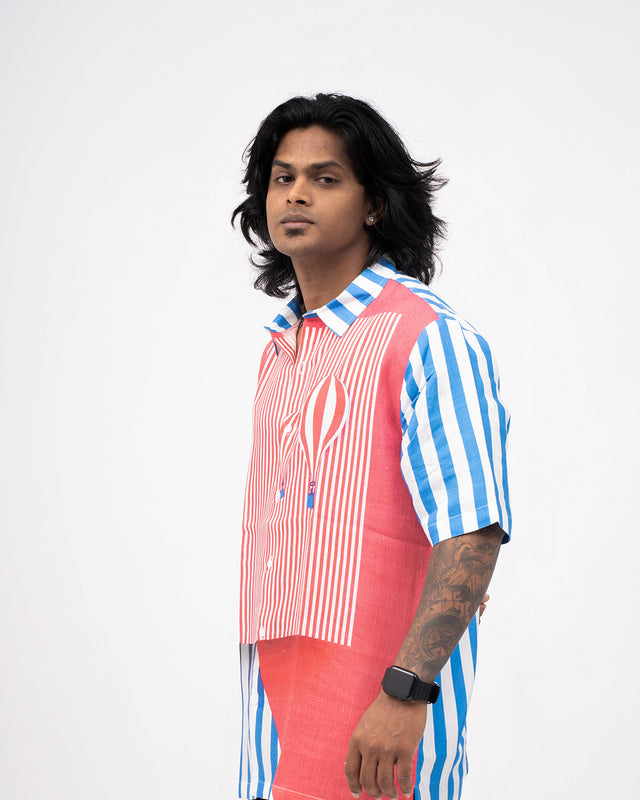Striped Voyage Pure Satin Linen Shirt for Men