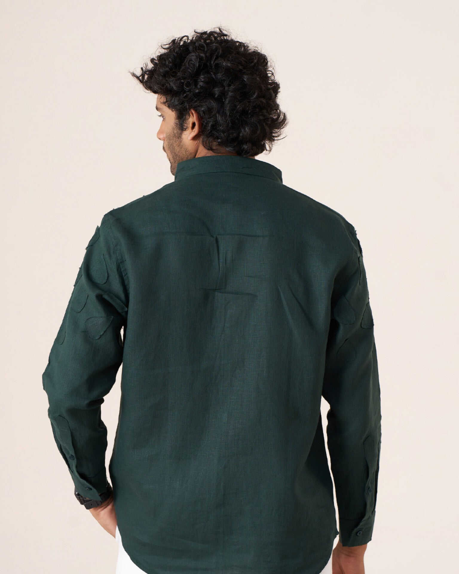 Emerald Leaf Pure Linen Designer Shirt