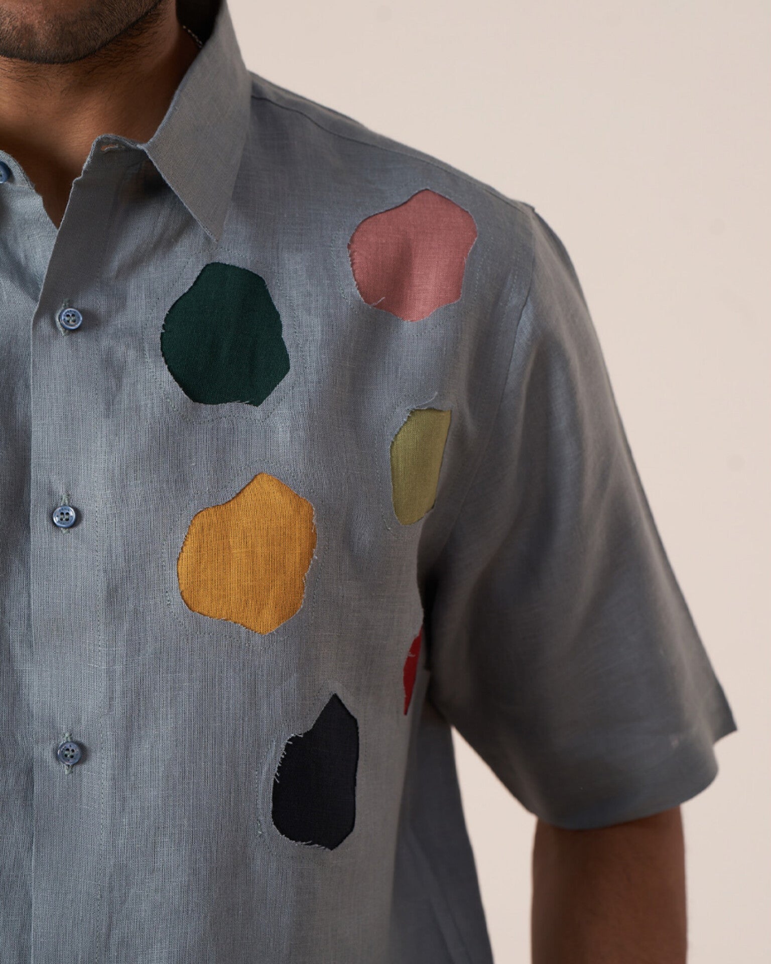 Geometric Bloom Pure Linen Designer Shirt