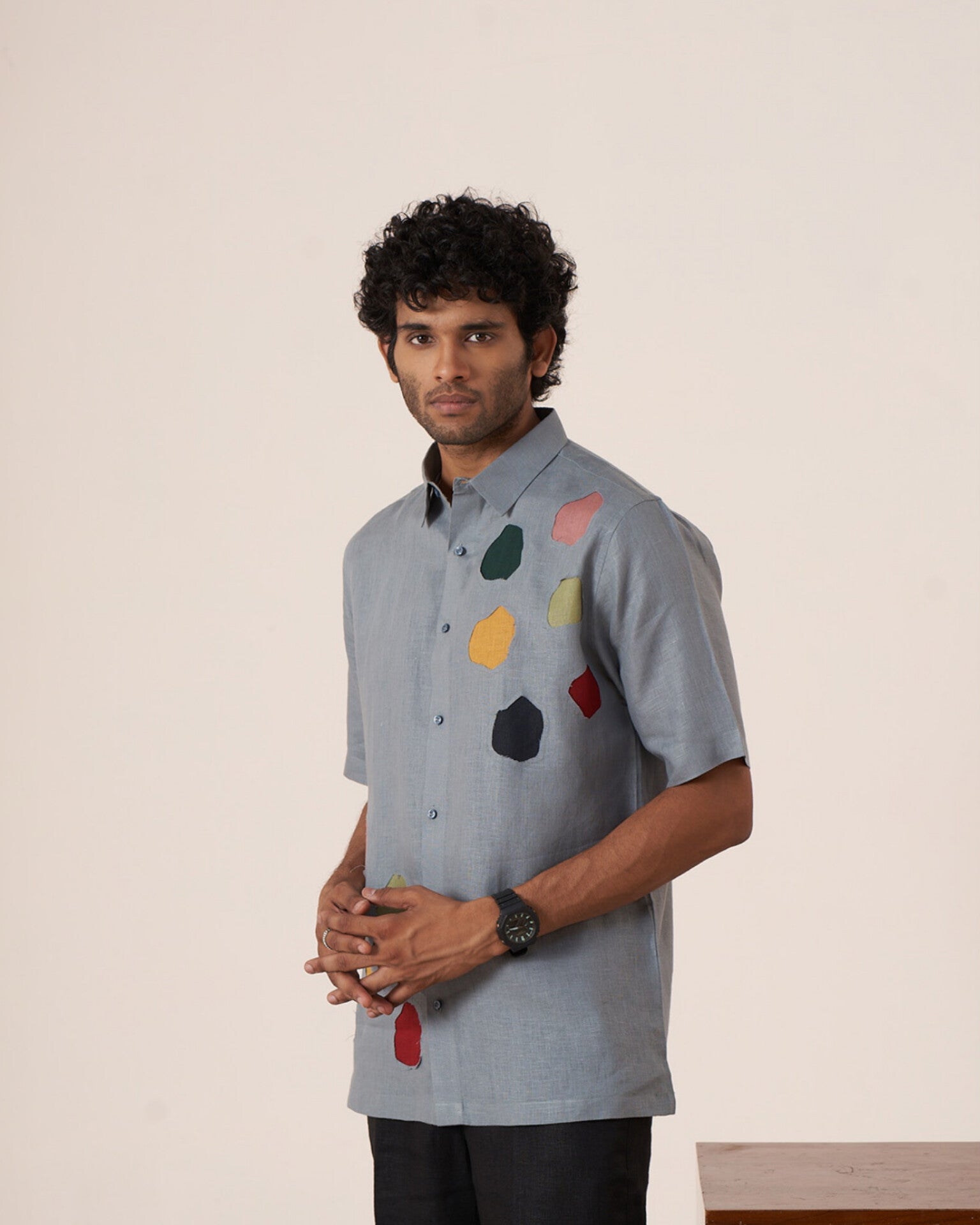 Geometric Bloom Pure Linen Designer Shirt