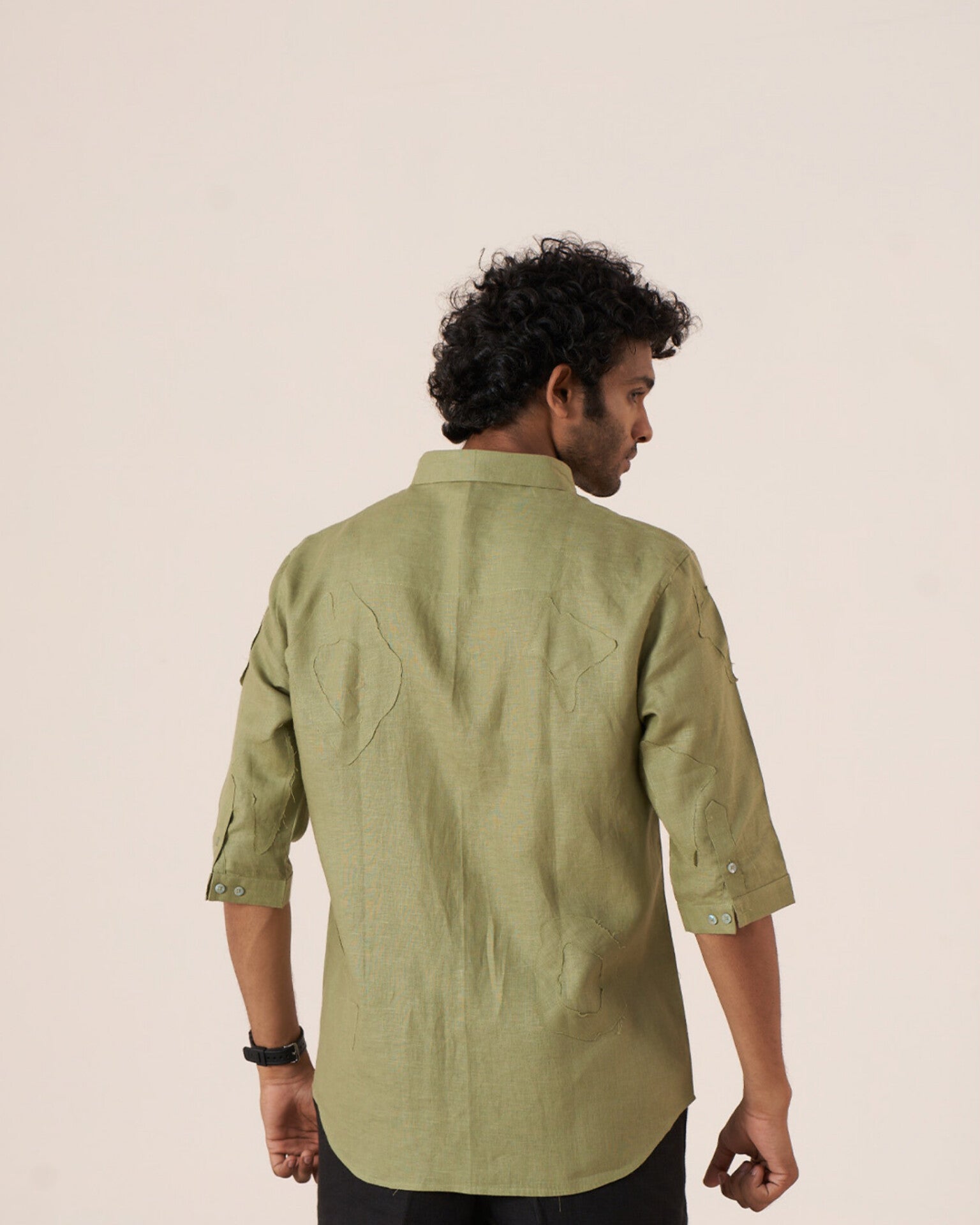 Olive Essence Pure Linen Designer Shirt