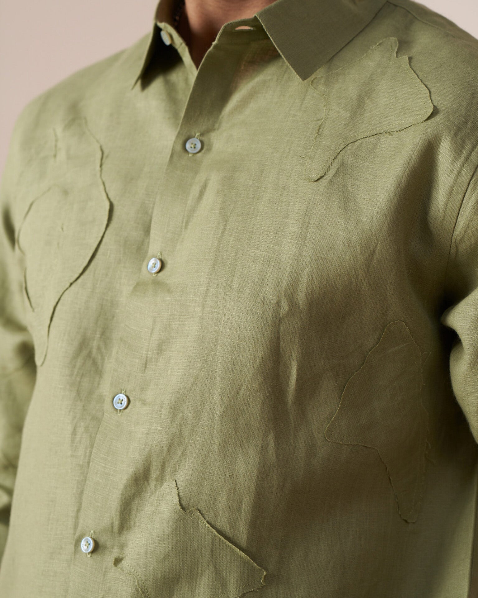 Olive Essence Pure Linen Designer Shirt