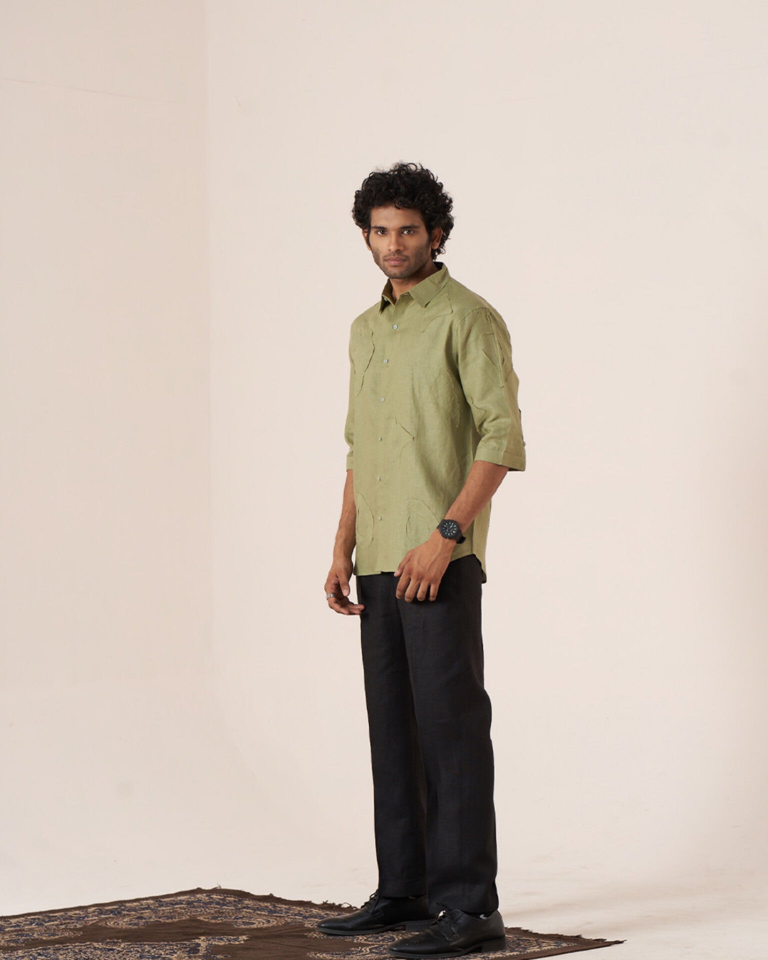 Olive Essence Pure Linen Designer Shirt