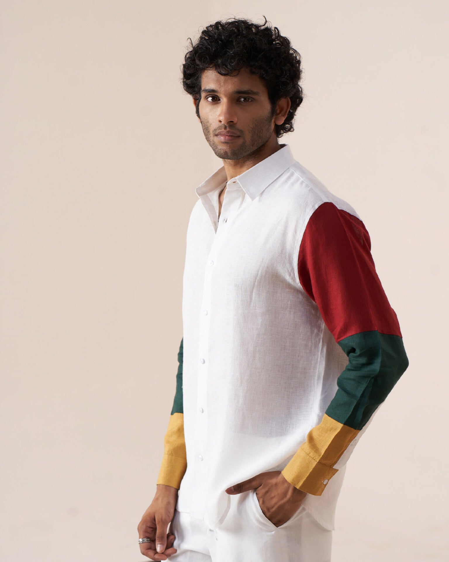 Colour Block Journey Pure Linen Designer Shirt