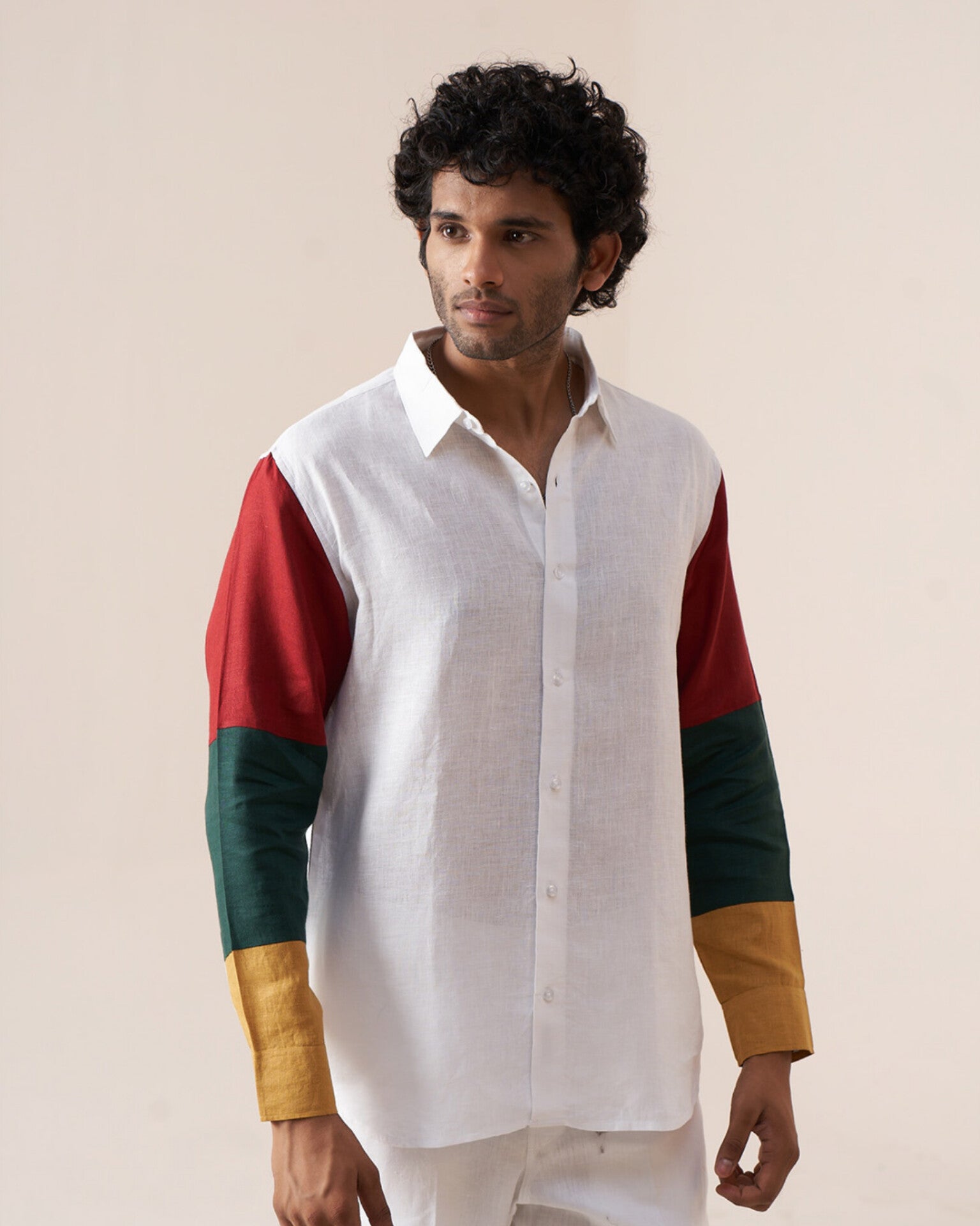 Colour Block Journey Pure Linen Designer Shirt