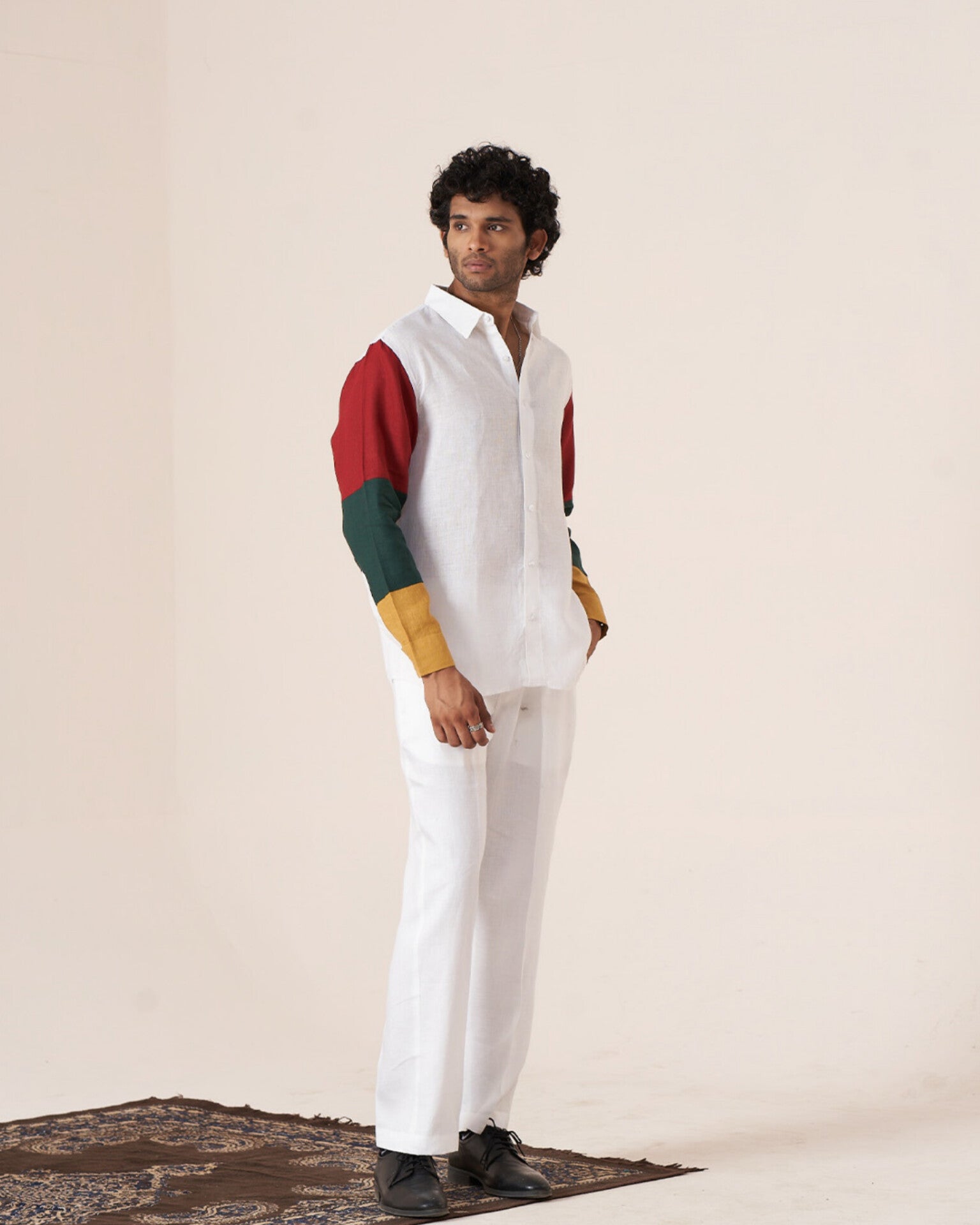 Colour Block Journey Pure Linen Designer Shirt