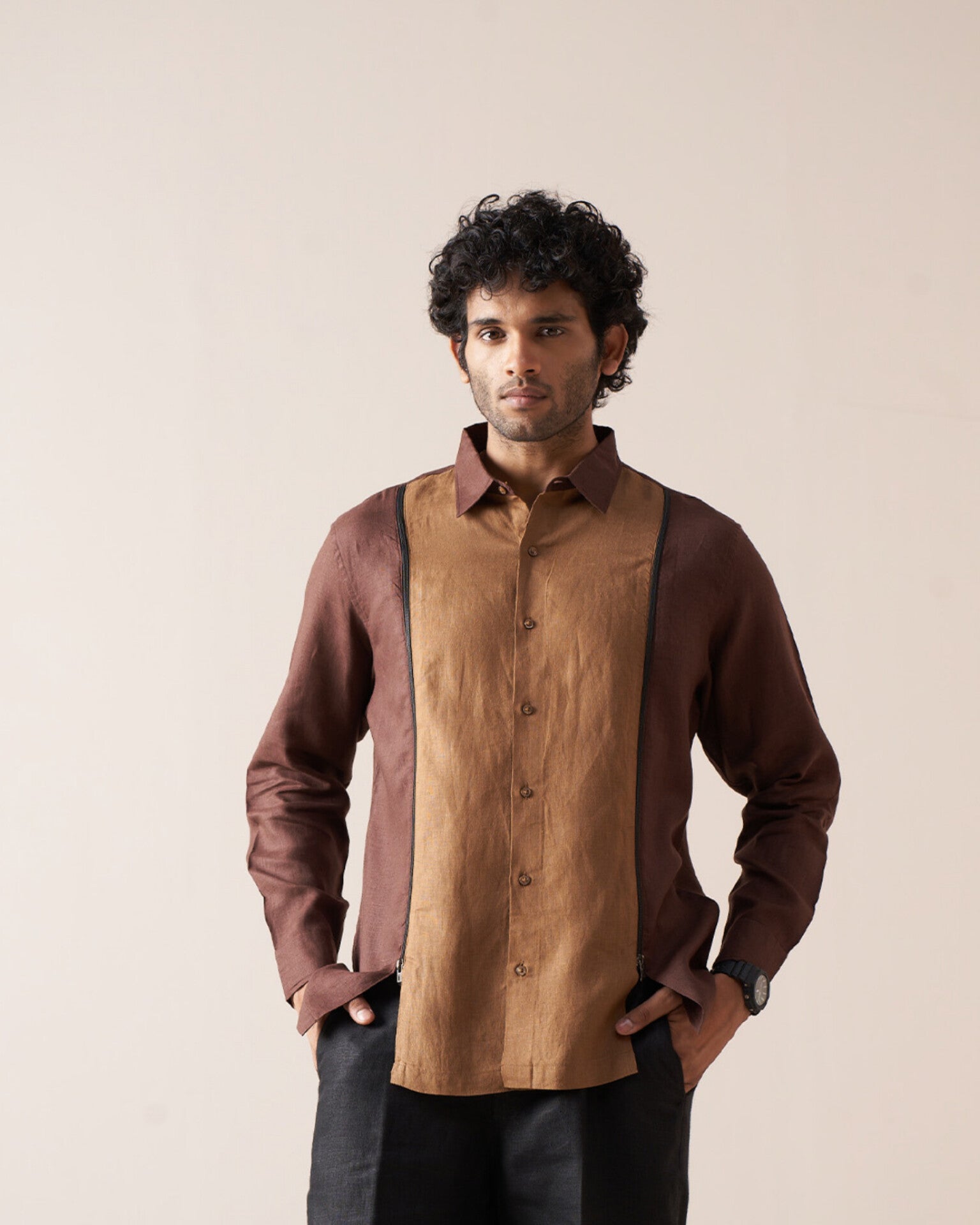 Bronze Horizon Pure Linen Designer Shirt