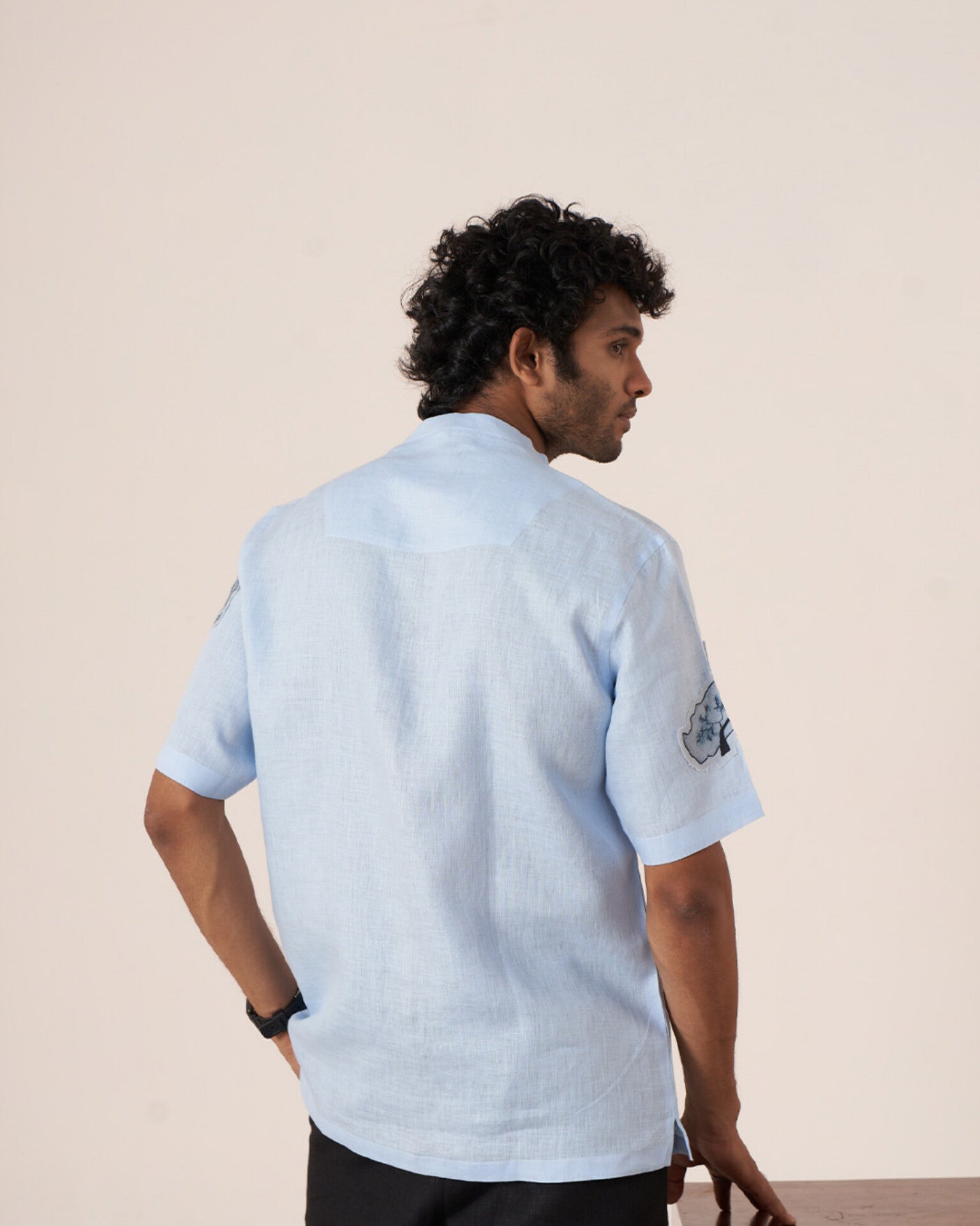 Blue Tranquility Pure Linen Designer Shirt