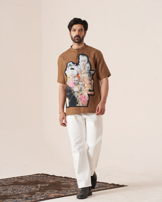 Brown Shirt, shirt for men, shirt for women, shirts for men, shirts for women, Short Sleeve shirt, satin linen shirt, beach wear shirt, party wear shirt