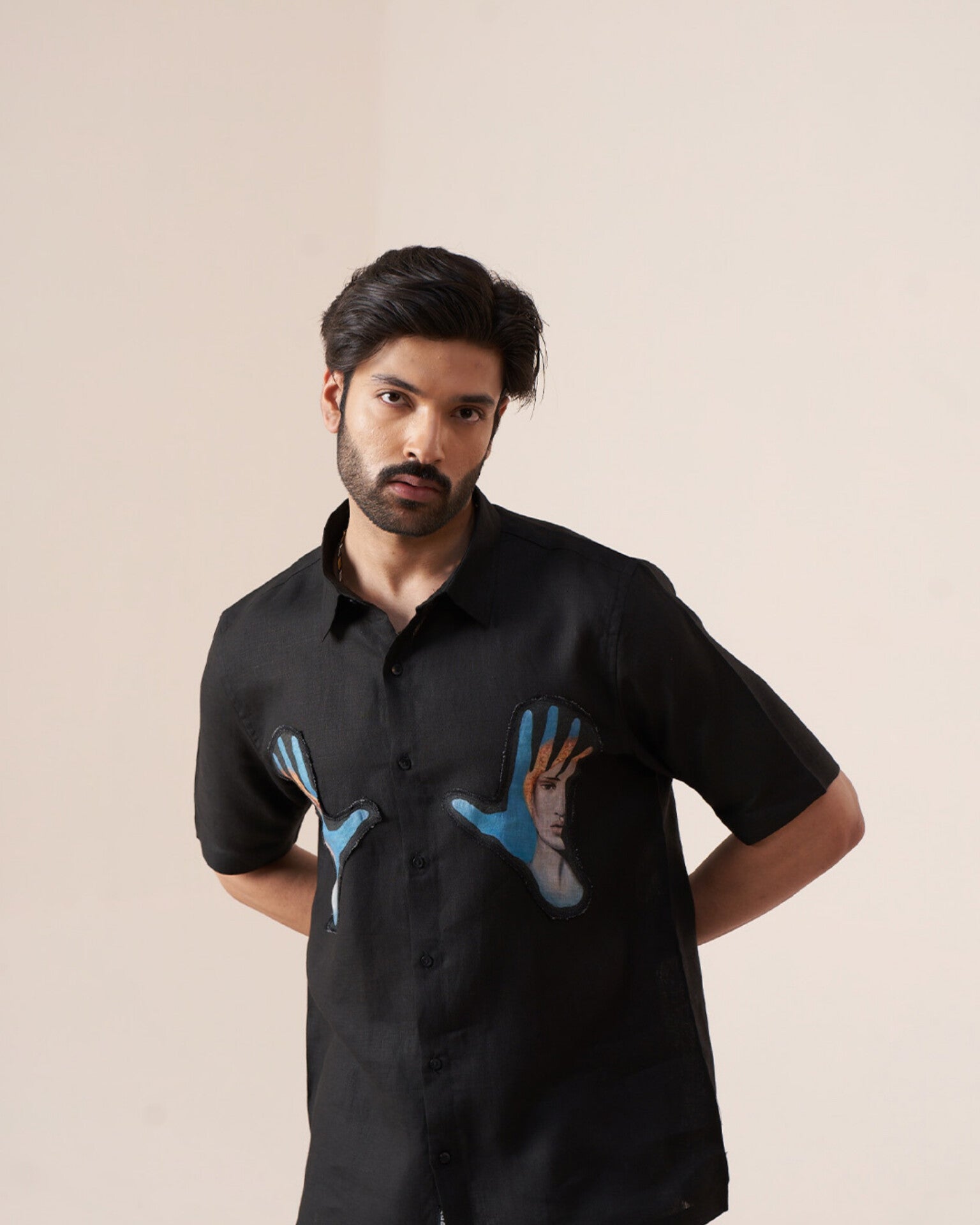 Abstract Gesture Pure Linen Designer Shirt