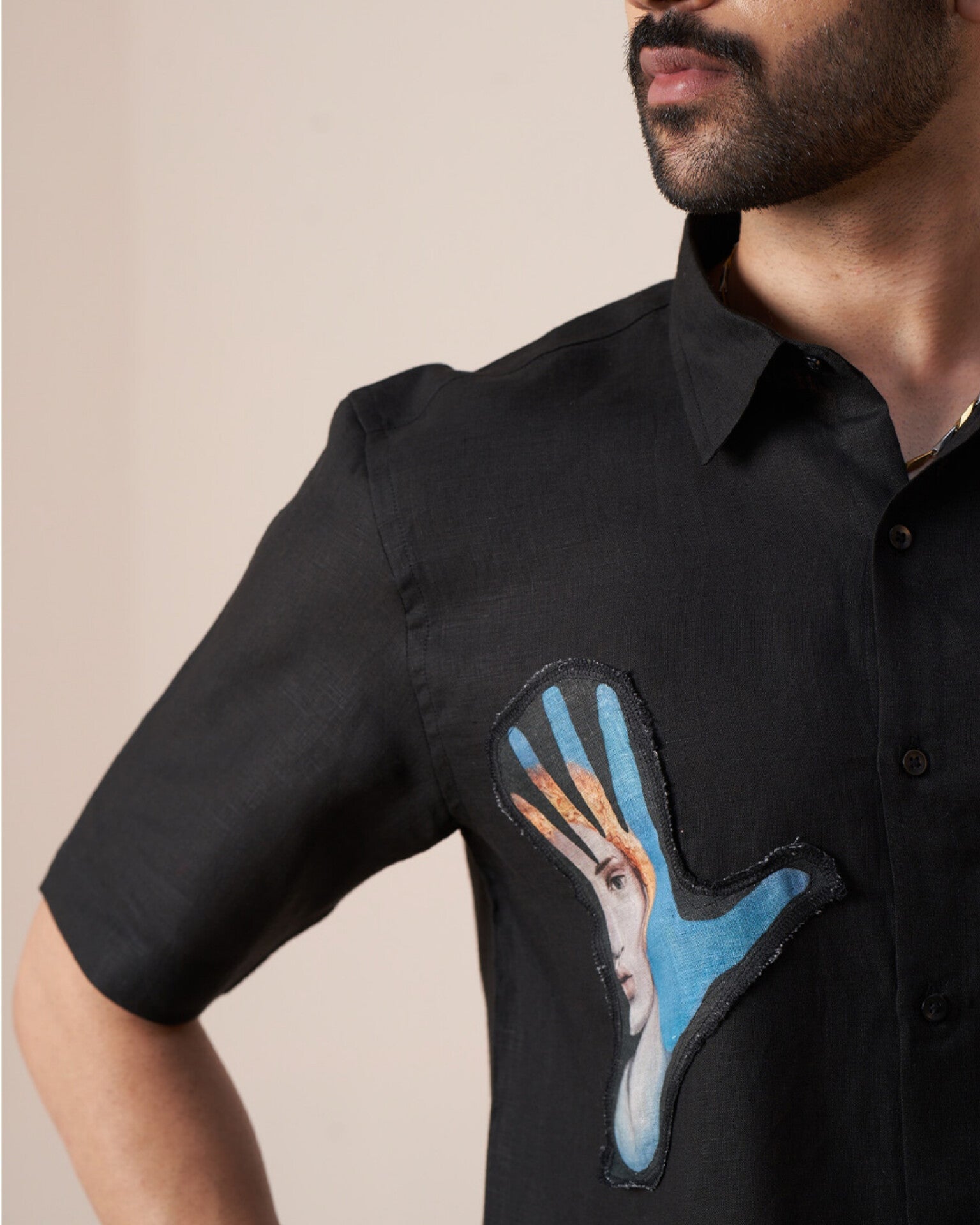 Abstract Gesture Pure Linen Designer Shirt