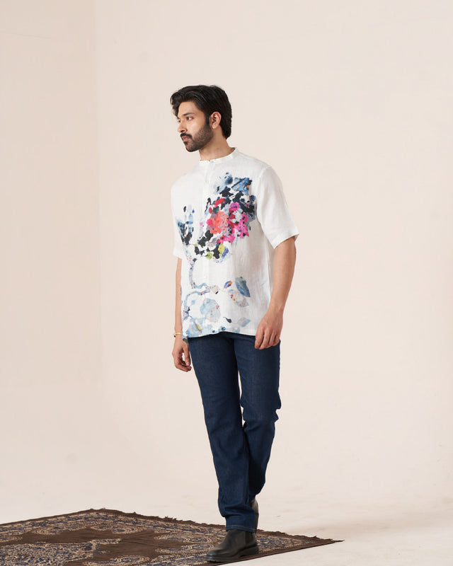 Floral Symphony (Pure Linen Short Sleeve Shirt) – AddysForMen®️